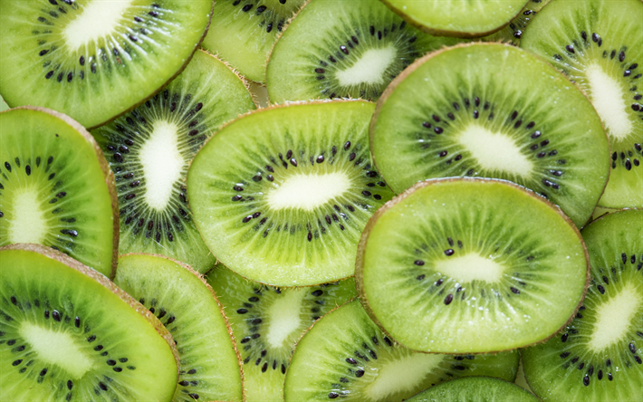 Fondo con kiwi, la fruta de fondo, kiwi, frutas, fondo verde con kiwi