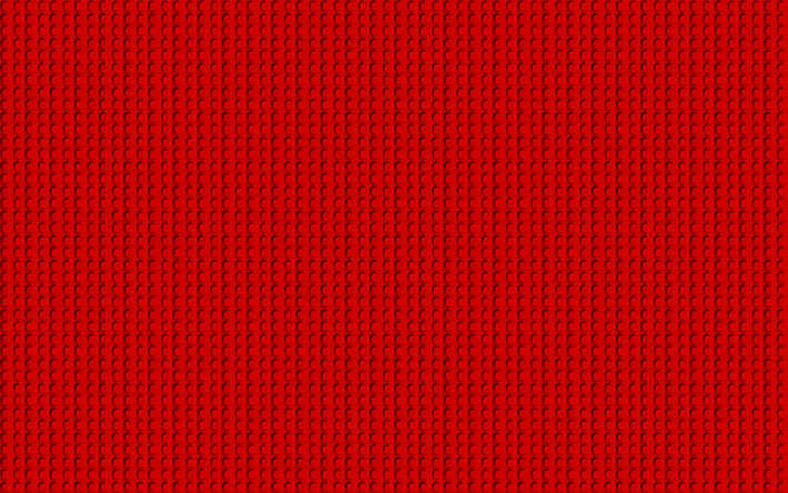 punainen lego-rakenne, 4k, makro, punaiset pisteet tausta, lego, punainen taustat, lego kuvioita, lego malleja