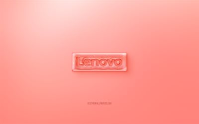 Lenovo 3D logo, red background, Lenovo red jelly logo, Lenovo emblem, creative 3D art, Lenovo