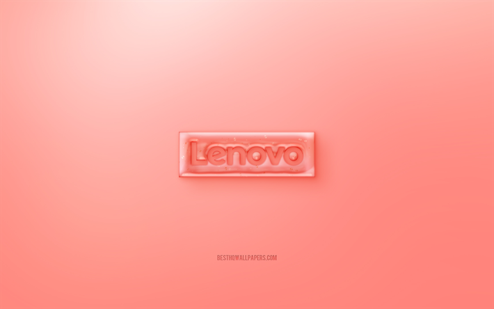 A Lenovo logotipo 3D, fundo vermelho, A Lenovo vermelho jelly logotipo, A Lenovo emblema, criativo, arte 3D, Lenovo