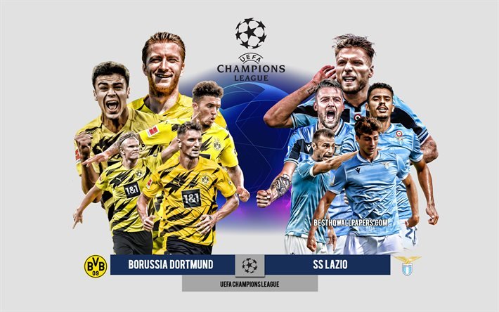 Borussia Dortmund x SS Lazio, Grupo F, UEFA Champions League, Pr&#233;via, materiais promocionais, jogadores de futebol, Liga dos Campe&#245;es, partida de futebol, Borussia Dortmund, SS Lazio