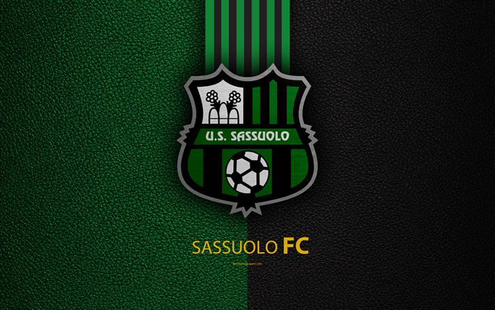 Sassuolo FC, FC, 4k, italiano, club de f&#250;tbol, Serie a, emblema, logotipo, textura de cuero, Sassuolo, Italia, italiano Campeonato de F&#250;tbol de