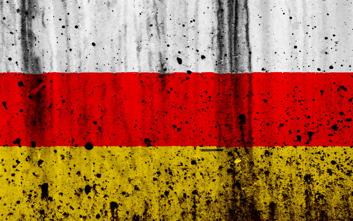 s&#252;dossetien flagge, 4k, grunge, flagge von s&#252;dossetien, asien, s&#252;d-ossetien, nationale symbole