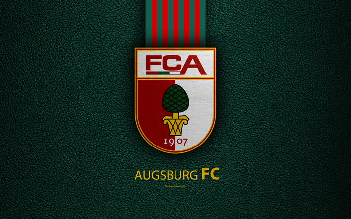 FC Augsburg, 4k, Saksalainen jalkapalloseura, Bundesliiga, nahka rakenne, tunnus, logo, Augsburg, Baijeri, Saksa, Saksan Jalkapallon Mm-Kilpailut