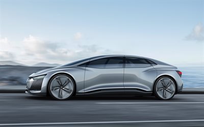 Audi Aicon, 2017, 4k, side view, car without steering wheel, German concepts, future cars, Audi