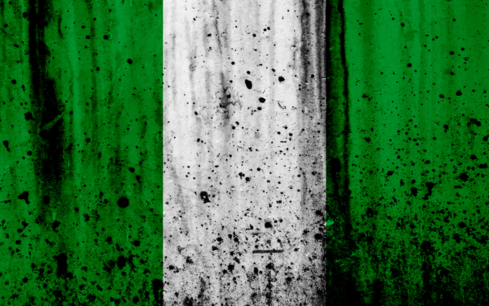 Nigeria flag, 4k, grunge, bandiera della Nigeria, Africa, Nigeria, national simbolo, Nigeria national flag
