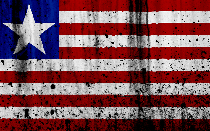 Liberias flagga, 4k, grunge, flaggan i Liberia, Afrika, Liberia, nationella symboler