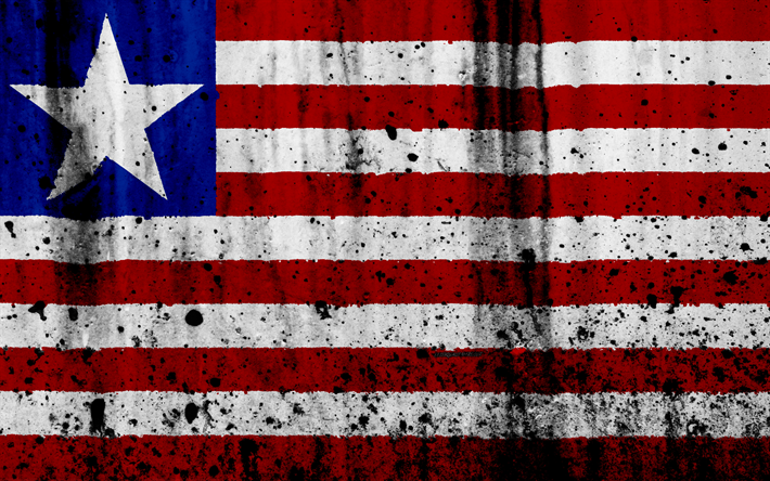 Liberian flag, 4k, grunge, flag of Liberia, Africa, Liberia, national symbols, Liberia national flag