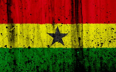 ガーナのフラグ, 4k, グランジ, 旗のガーナ, アフリカ, ガーナ, 国立記号, ガーナ国旗