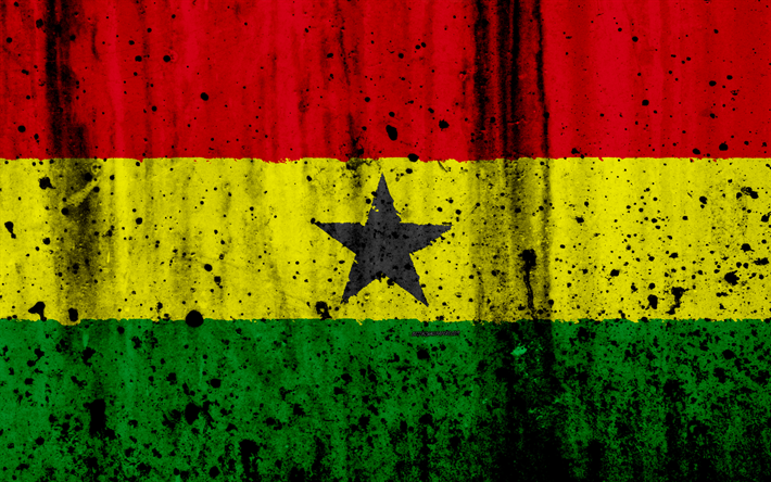 Ghanaian flag, 4k, grunge, flag of Ghana, Africa, Ghana, national symbols, Ghana national flag