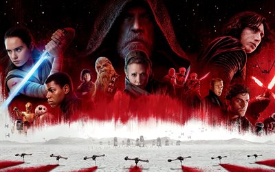 Star Wars, L&#39;Ultimo Jedi, 2017, Episodio VIII, Daisy Ridley, John Boyega, Mark Hamill, Adam Driver, Marchio Richard Hamill