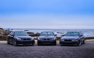 BMW M5, evolution of m5, black cars, E92, E39, E60, BMW