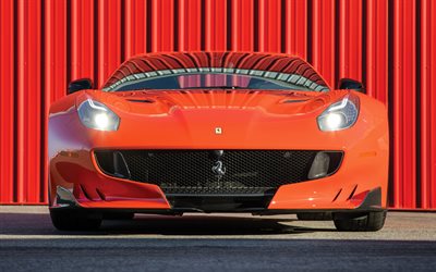 Ferrari F12 TDF, 4k, 2018 coches, vista de frente, supercars, Ferrari F12 Berlinetta, sportcars, Ferrari