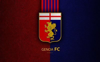 Genova FC, 4K, Italian football club, Serie, tunnus, logo, nahka rakenne, Genova, Italia, Italian Jalkapallossa
