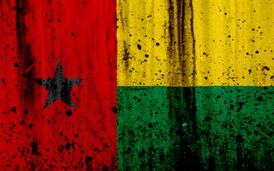 Guinea-Bissau flag, 4k, grunge, flag of Guinea-Bissau, Africa, Guinea-Bissau, national symbols, Guinea-Bissau national flag