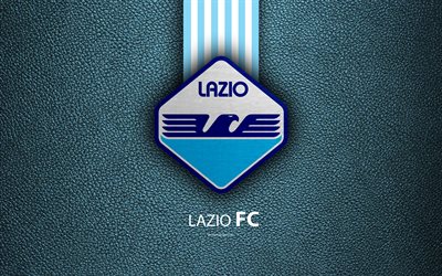 Lazio FC, 4k, Italian football club, Serie A, emblem, Lazio new logo, leather texture, Rome, Italy, Italian Football Championships