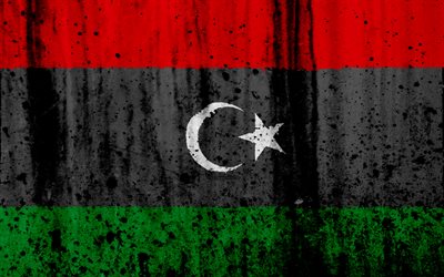 リビアの国旗, 4k, グランジ, フラグのリビア, アフリカ, リビア, 国立記号, リビア国旗