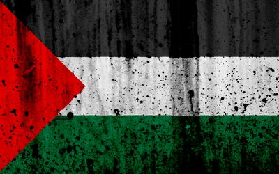 Palestinian flag, 4k, grunge, flag of Palestine, Asia, Palestine, national symbols, Palestinenational flag