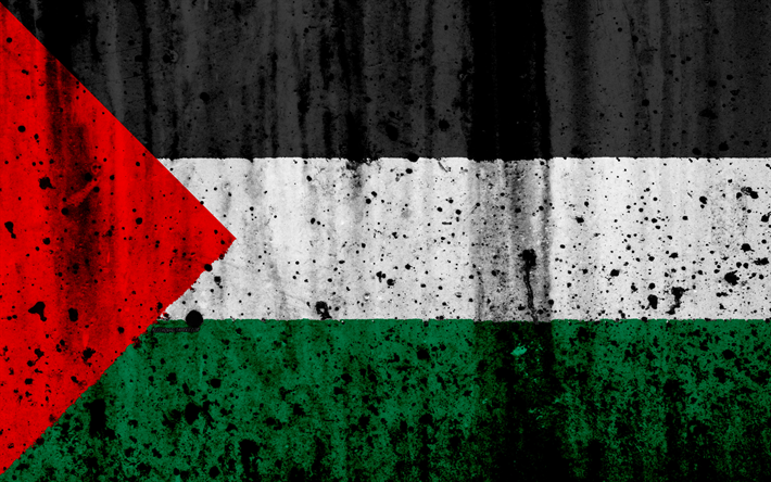 Banderas palestinas, 4k, el grunge, la bandera de Palestina, Asia, Palestina, los s&#237;mbolos nacionales, la bandera Palestinenational