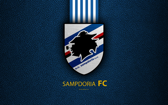 Sampdoria FC, 4K, il calcio italiano di club, Serie A, emblema, Sampdoria, logo, effetto pelle, Genova, Italia, italiano ai Campionati di Calcio