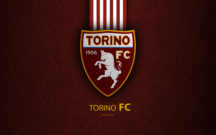 Le Torino FC, 4k, italien, club de football, Serie A, l&#39;embl&#232;me, le logo en cuir &#224; la texture, &#224; Turin, en Italie, italien Championnats de Football