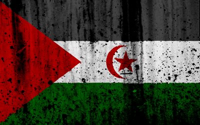 サブサハラアラブ民主主義共和国フラグ, 4k, グランジ, 旗のSADR, アフリカ, サブサハラアラブ民主共和国, 国立記号, SADR国旗