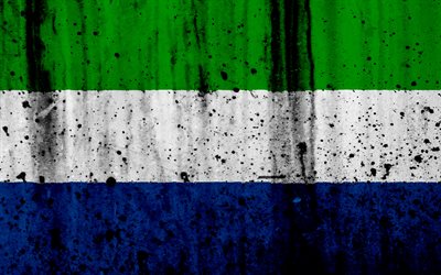 Sierra Leonen lipun alla, 4k, grunge, lipun Sierra Leonessa, Afrikka, Sierra Leonessa, kansalliset symbolit, Sierra Leonen lipun
