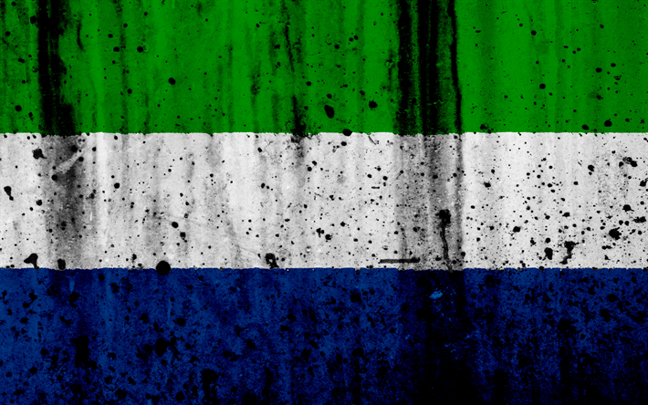 Sierra Leone flag, 4k, grunge, bandiera della Sierra Leone, Africa, Sierra Leone, simbolo nazionale, Sierra Leone national flag