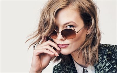 Karlie Kloss, portrait, American supermodel, fashion model, woman with glasses, make-up