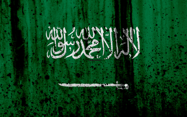 تحميل خلفيات العلم السعودي, 4k, الجرونج, علم المملكة العربية السعودية
