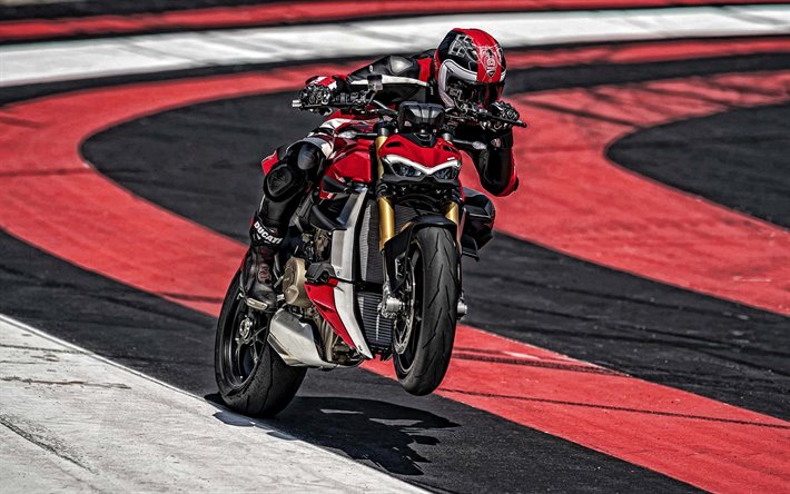 Ducati Streetfighter V4, 2020, vue de face, le nouveau v&#233;lo de sport, de la nouvelle-noir-rouge-Streetfighter V4, les voitures japonaises, Ducati