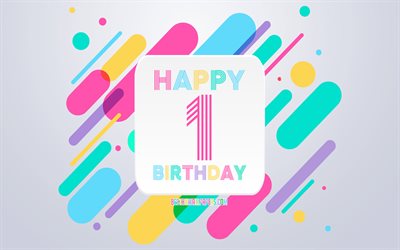 Happy 1 Year Birthday, Abstract Birthday Background, Happy 1st Birthday, Colorful Abstraction, 1st Happy Birthday, Birthday lines background, 1 Year Birthday, 1 Year Birthday party