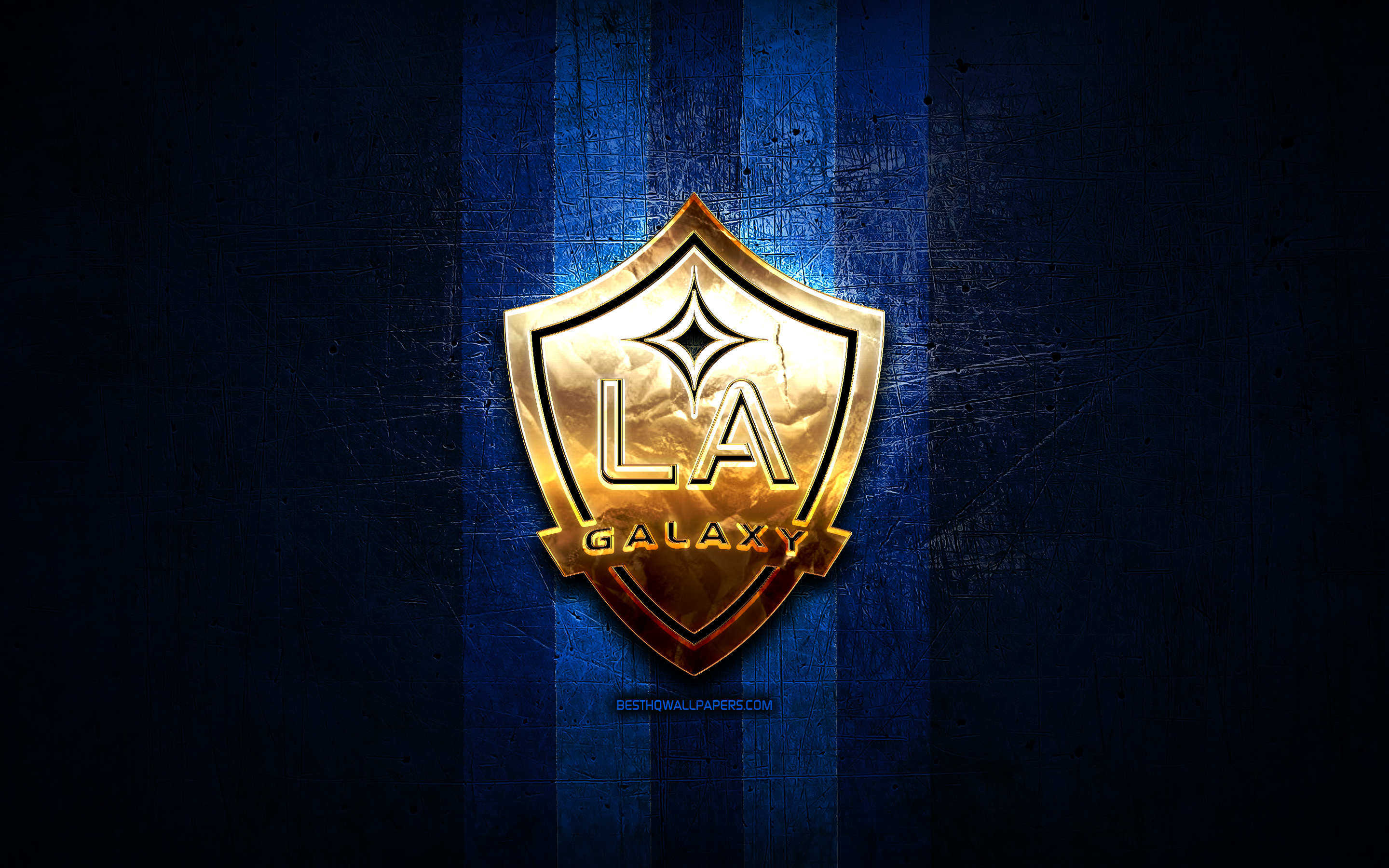 Download wallpapers Los Angeles Galaxy FC golden logo MLS blue metal  background american soccer club Los Angeles Galaxy United Soccer League  Los Angeles Galaxy logo soccer USA LA Galaxy for desktop with