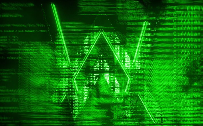 Alan Walker logo vert, cr&#233;ative, l&#39;art num&#233;rique, superstars, Alan Walker, le logo, les stars de la musique
