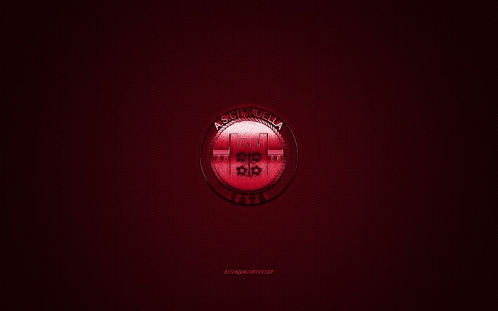 SOM Cittadella, Italiensk fotboll club, Serie B, r&#246;d logo, red kolfiber bakgrund, fotboll, Citadellet, Italien, SOM Cittadella logotyp