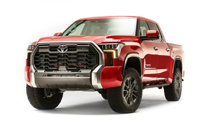2021, Toyota Tundra Kaldırılmış konsept, 4k, &#246;n g&#246;r&#252;n&#252;m, dış cephe, yeni kırmızı Tundra, Toyota Tundra tuning, Japon arabaları, Toyota