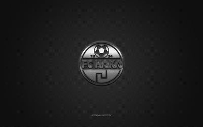 FC Haka, clube de futebol finland&#234;s, logotipo prateado, fundo cinza de fibra de carbono, Veikkausliiga, futebol, Valkeakoski, Finl&#226;ndia, logotipo do FC Haka