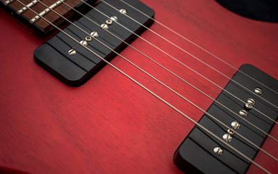 cordes de guitare, guitare rouge, guitares &#233;lectriques, jouer des concepts de guitare, apprendre &#224; jouer de la guitare
