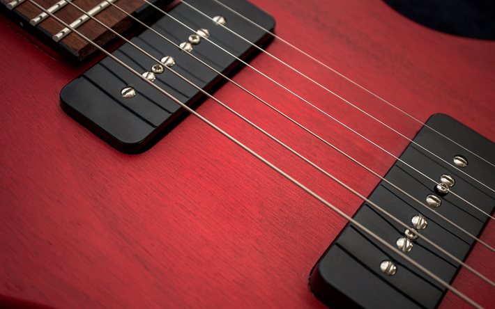 cordes de guitare, guitare rouge, guitares &#233;lectriques, jouer des concepts de guitare, apprendre &#224; jouer de la guitare