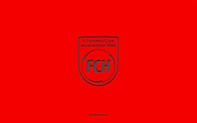 1 FC Heidenheim, fundo vermelho, time de futebol alem&#227;o, 1 emblema do FC Heidenheim, Bundesliga 2, Alemanha, futebol, 1 logotipo do FC Heidenheim