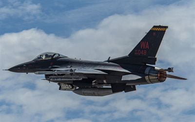 General Dynamics F-16 Fighting Falcon, caccia nel cielo, US Air Force, caccia americano, F-16 nel cielo, aereo da combattimento, F-16, USA