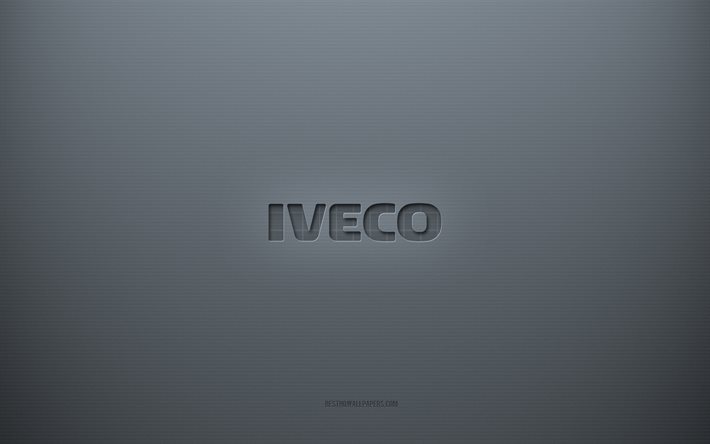 Ivecoロゴ, 灰色の創造的な背景, イヴェコのエンブレム, 灰色の紙の質感, イヴェコ, 灰色の背景, Iveco3dロゴ