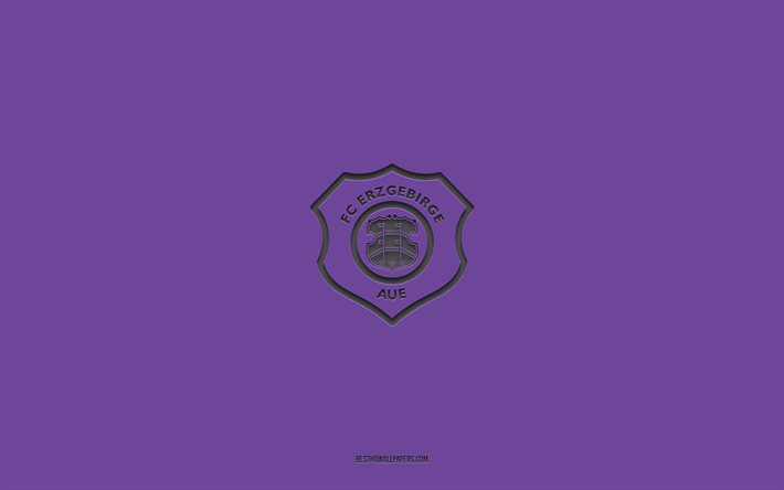 FC Erzgebirge Aue, fundo roxo, time de futebol alem&#227;o, emblema do FC Erzgebirge Aue, Bundesliga 2, Alemanha, futebol, logotipo do FC Erzgebirge Aue