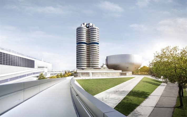 Si&#232;ge de BMW, BMW Tower, gratte-ciel, Munich, BMW &#224; quatre cylindres, Allemagne