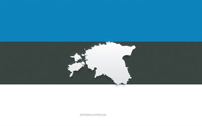 Estonya haritası silueti, Estonya Bayrağı, bayrakta siluet, Estonya, 3d Estonya haritası silueti, Estonya bayrağı, Estonya 3d haritası