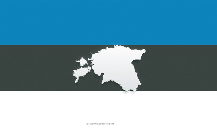 Estland kartsiluett, Estlands flagga, siluett p&#229; flaggan, Estland, 3d Estlands kartsiluett, Estland 3d karta