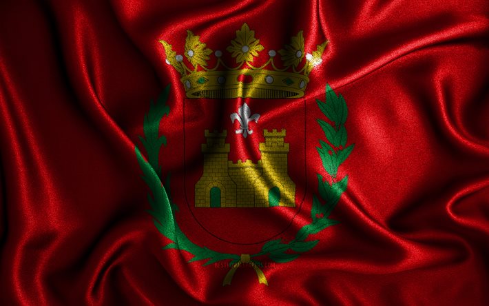 エルダ旗, 4k, シルクの波状の旗, スペインの都市, エルダの日, エルダの旗, ファブリックフラグ, 3Dアート, エルダ, エルダ3Dフラグ