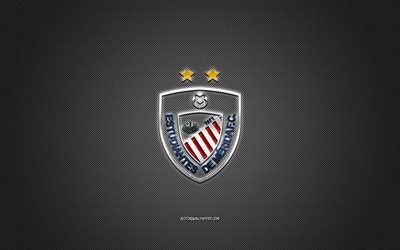 Estudiantes de Merida FC, Venezuelan jalkapalloseura, harmaa keltainen logo, valkoinen hiilikuitu tausta, Venezuelan Primera Division, jalkapallo, Merida, Venezuela, Estudiantes de Merida FC logo