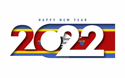 Hyv&#228;&#228; uutta vuotta 2022 Eswatini, valkoinen tausta, Eswatini 2022, Eswatini 2022 uusi vuosi, 2022 konseptit, Eswatini, Eswatinin lippu