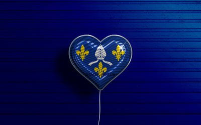 I Love Saintonge, 4k, realistiska ballonger, bl&#229; tr&#228;bakgrund, Day of Saintonge, franska provinser, Saintonge flagga, Frankrike, ballong med flagga, Frankrikes provinser, Saintonge